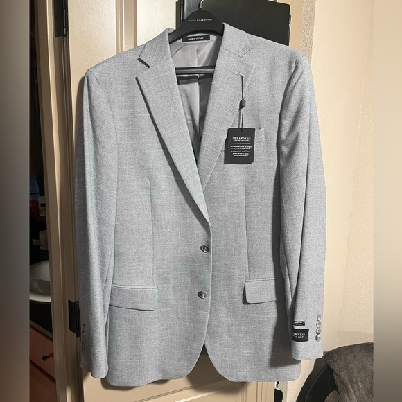 Kenneth Cole Mens Techni-Cole Blazer 42L Light Grey